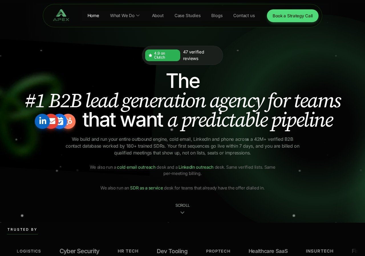 Apex website homepage