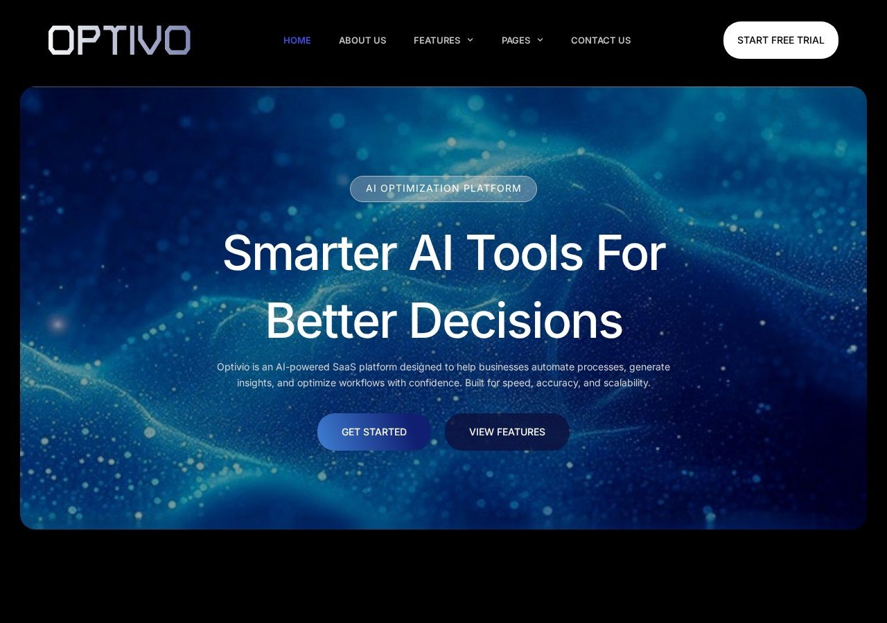 Optivia website homepage