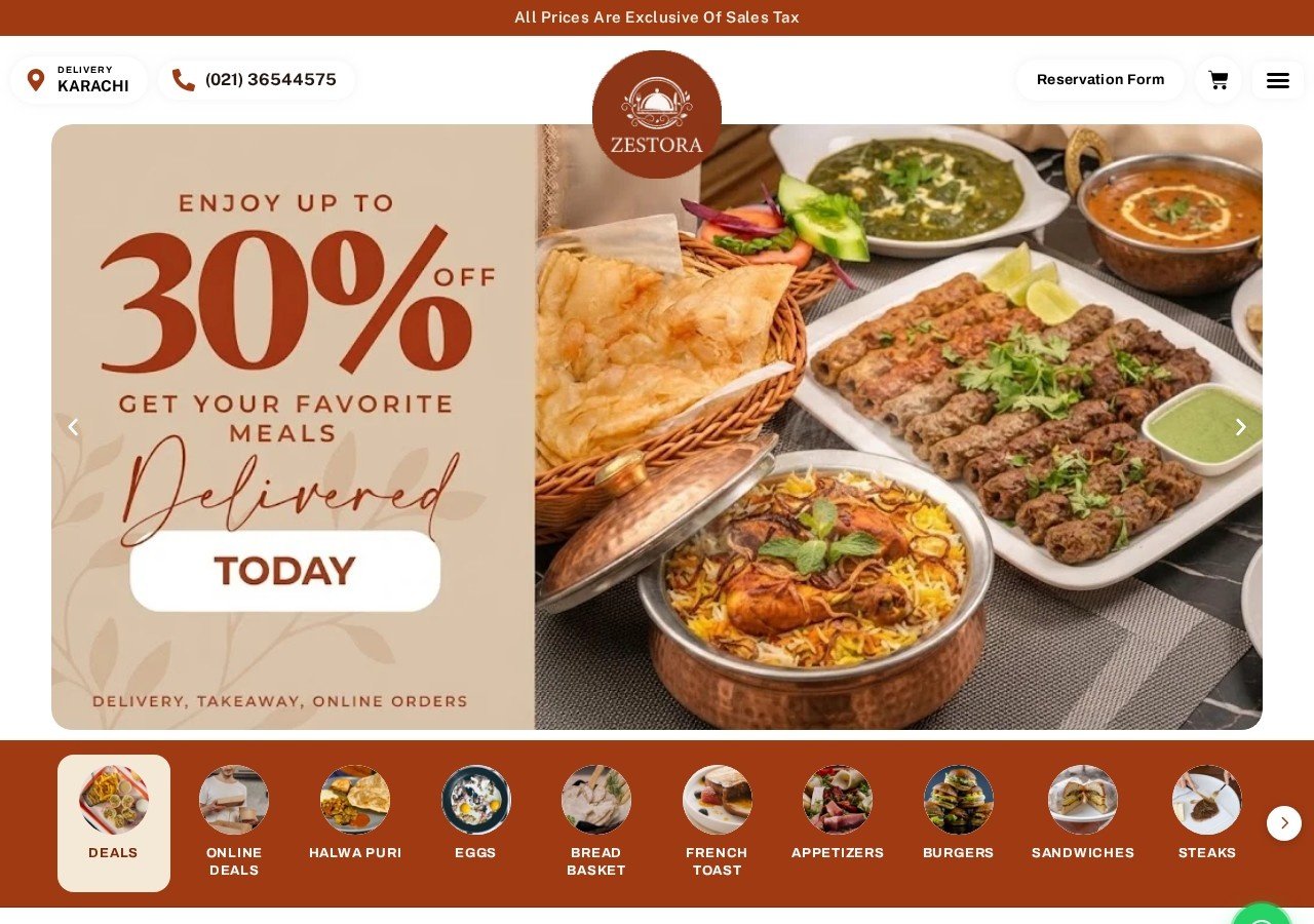 Zestora online ordering website